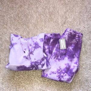 Purple Tie-Dye Hoodie and Sweat Pants Set